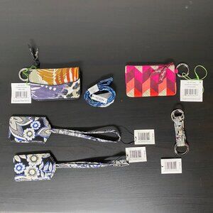 Six (6) Vera Bradley Access, Luggage Tags, Key Ring, Zip ID Cases, Lanyard